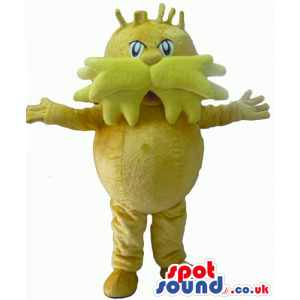 Yellow lion with a large yellow moustache - Custom Mascots