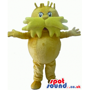 Yellow lion with a large yellow moustache - Custom Mascots