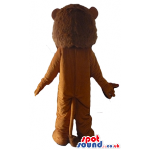 Brown lion with open mouth and sharp teeth - Custom Mascots