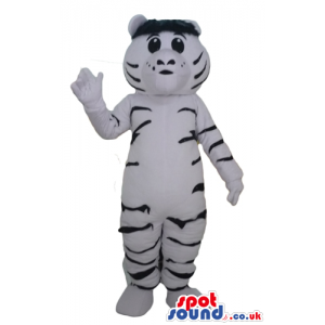 Mascot costume of a black and white tiger - Custom Mascots