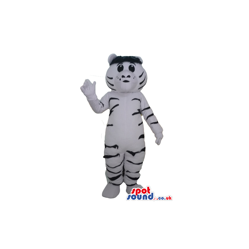 Mascot costume of a black and white tiger - Custom Mascots