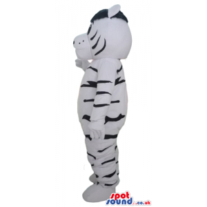 Mascot costume of a black and white tiger - Custom Mascots