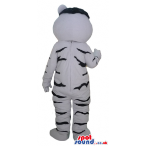 Mascot costume of a black and white tiger - Custom Mascots