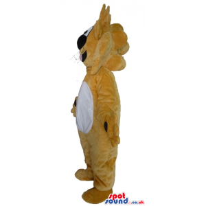 Fat beige lion with a white belly - Custom Mascots