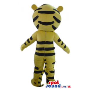 Mascot costume of a tiger with pink face and belly - Custom
