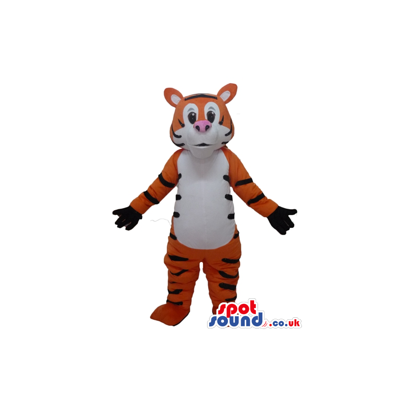 Mascot costume of a tiger with black hands - Custom Mascots