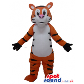 Mascot costume of a tiger with black hands - Custom Mascots