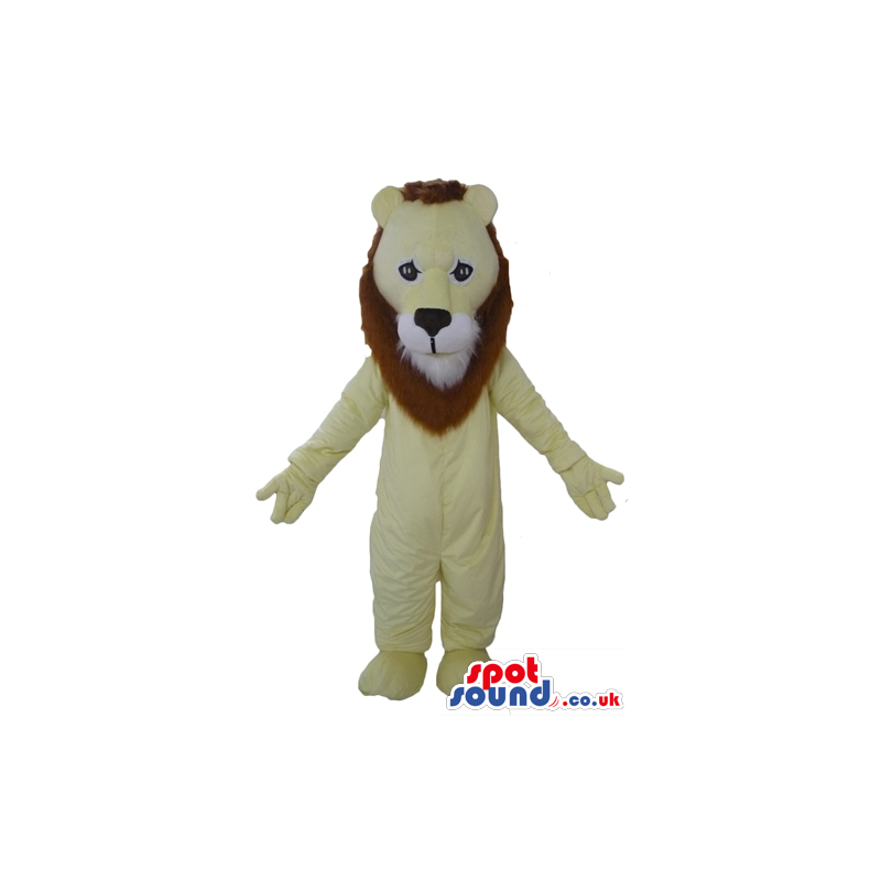 Beige lion with long brown hair - Custom Mascots