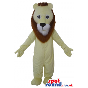 Beige lion with long brown hair - Custom Mascots