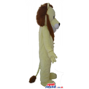 Beige lion with long brown hair - Custom Mascots