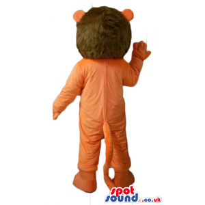 Muscleous orange lion with brown hair - Custom Mascots