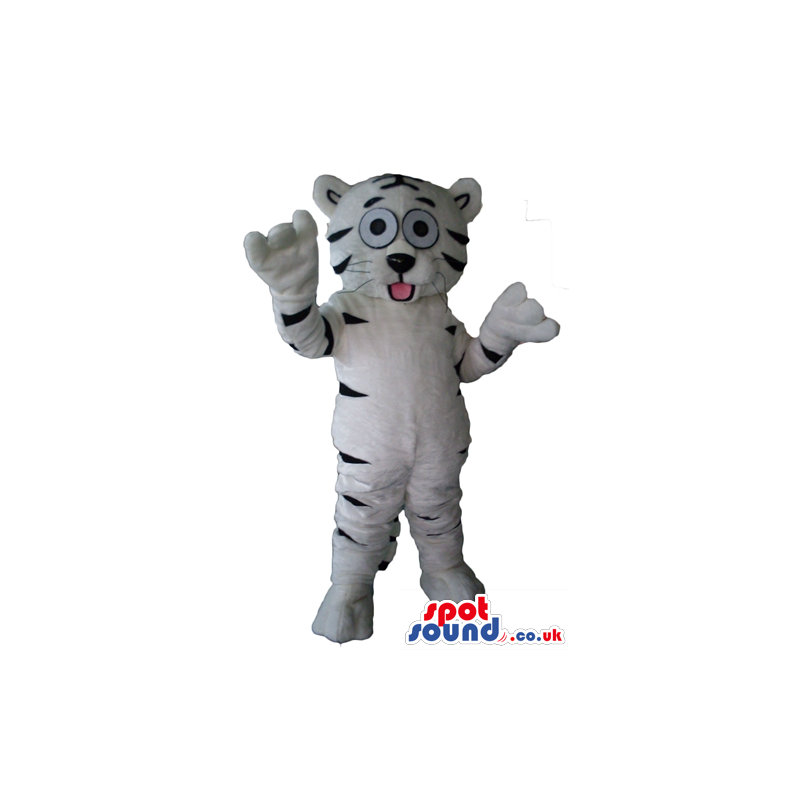 Black and white tiger with big round light blue eyes - Custom