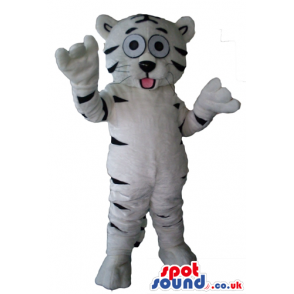 Black and white tiger with big round light blue eyes - Custom