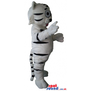 Black and white tiger with big round light blue eyes - Custom