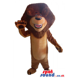 Brown lion with big head and lots of brown hair - Custom Mascots