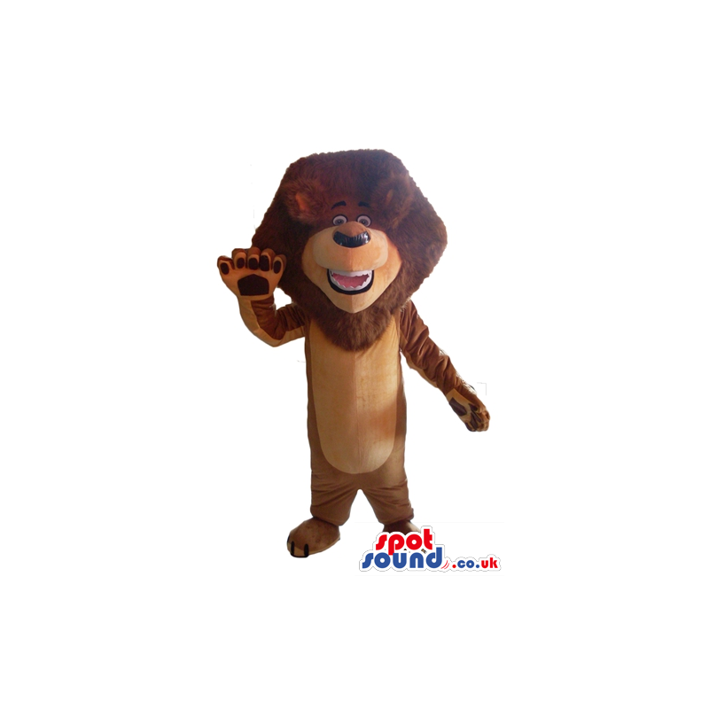 Brown lion with big head and lots of brown hair - Custom Mascots