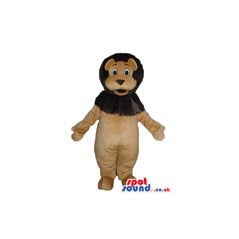 Fat brown lion with lots of brown hair - Custom Mascots