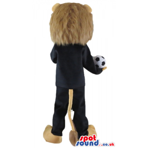 Brown and beige lion holding a football ball - Custom Mascots