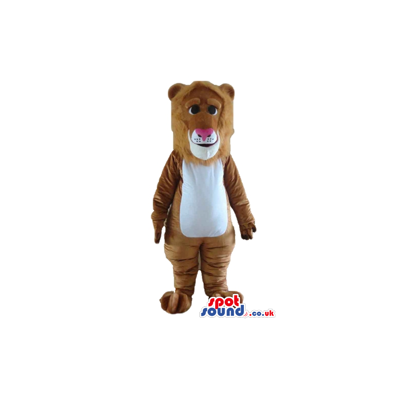Brown lioness with white belly and pink nose - Custom Mascots