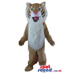 Furry tiger with open mouth and sharp teeth - Custom Mascots