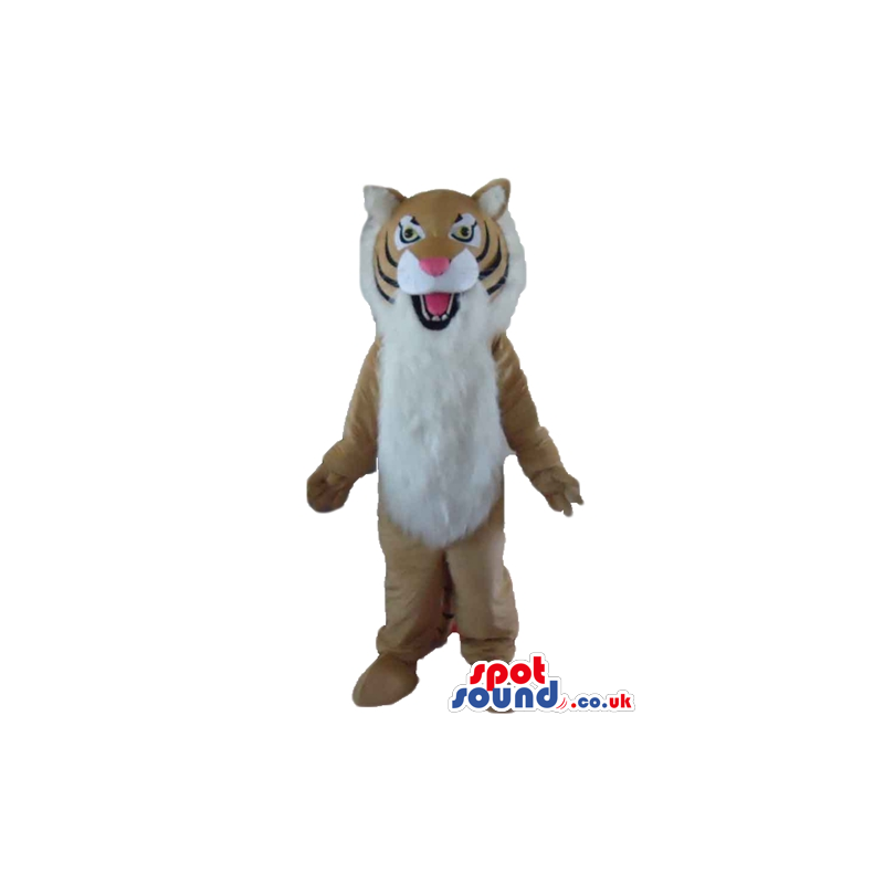 Furry tiger with open mouth and sharp teeth - Custom Mascots