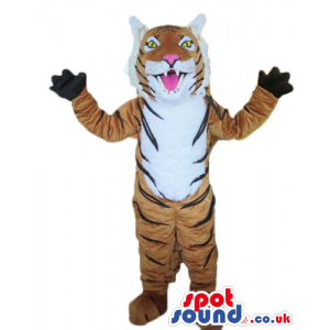 Tiger with white belly, black paws and sharp teeth - Custom