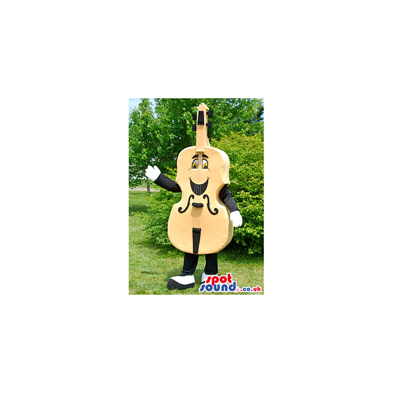 Yellow Cello mascot with black arms and black legs - Custom