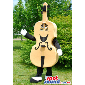 Yellow Cello mascot with black arms and black legs - Custom