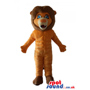 Brown lion with big blue eyes - Custom Mascots