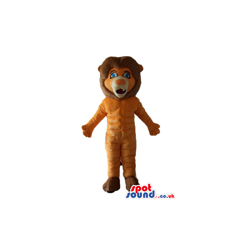 Brown lion with big blue eyes - Custom Mascots