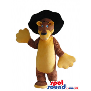 Lion with huge black hair and big yellow hands - Custom Mascots