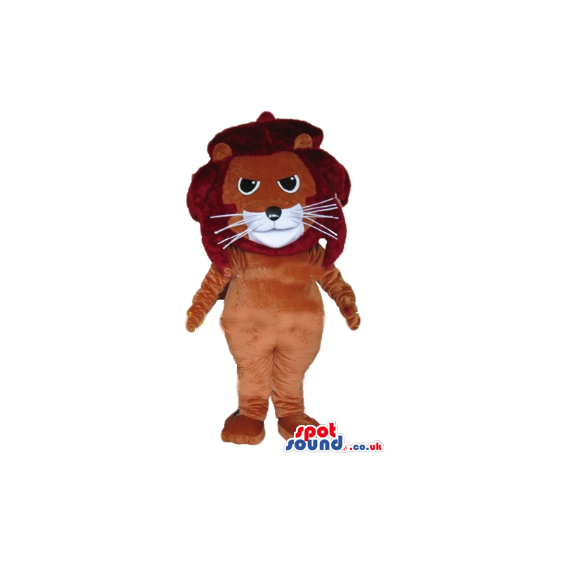 Brown lion with long moustaches and big eyes - Custom Mascots