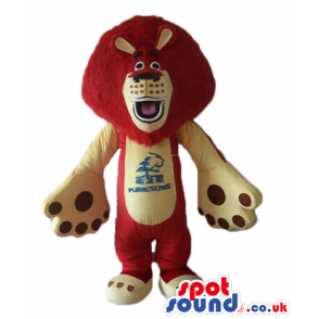 Red and white lion with blue inscription on the belly - Custom