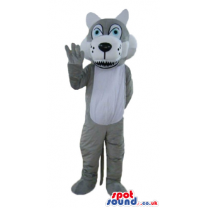 Grey and white wolf with big blue eyes and sharp teeth - Custom