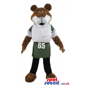 Brown lion wearing green and white sports clothes - Custom