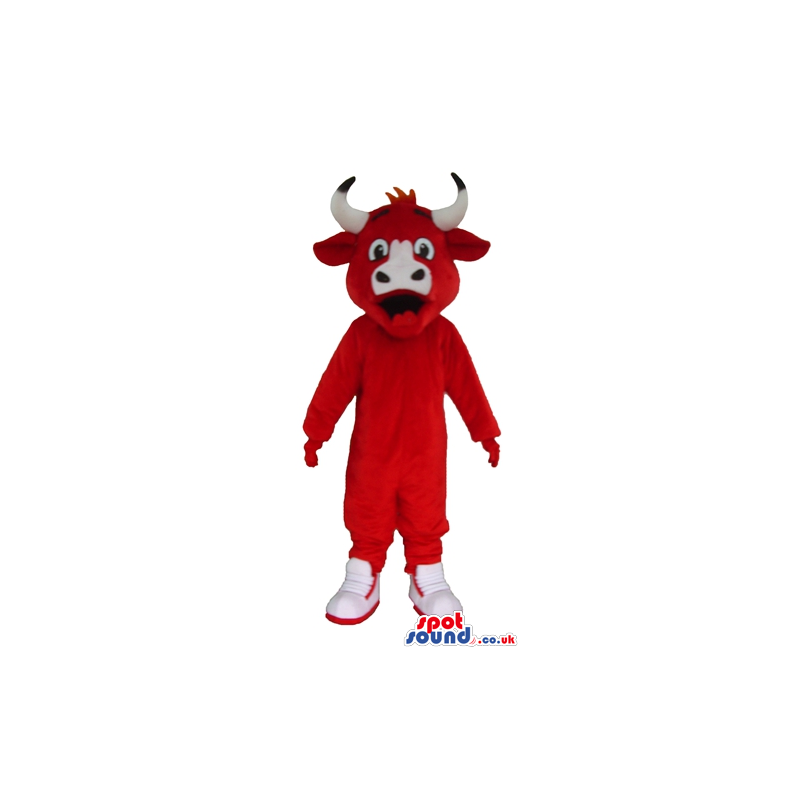 Red bull wearing white trainers - Custom Mascots