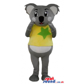 Grey koala wearing a yellow t-shirt with a green star - Custom