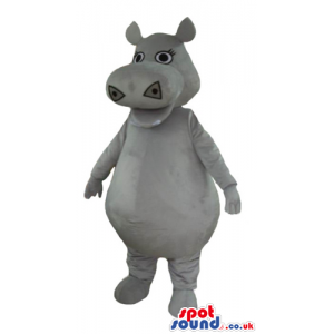 Grey hippo with round eyes and eyelashes - Custom Mascots
