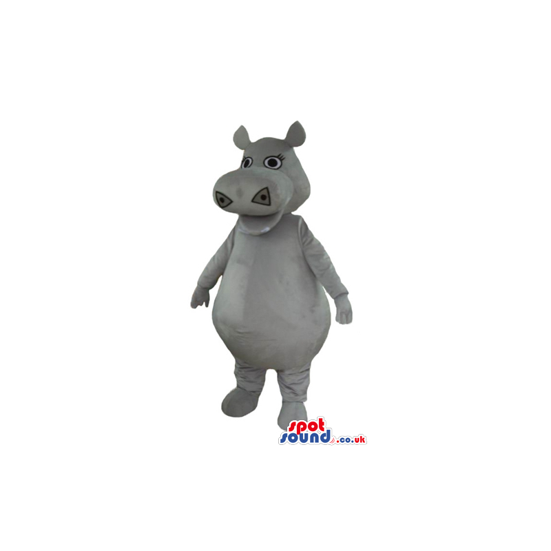 Grey hippo with round eyes and eyelashes - Custom Mascots