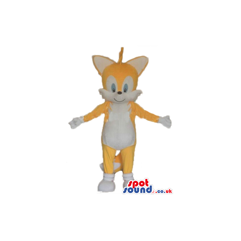 Yellow and white mouse with light-blue eyes - Custom Mascots
