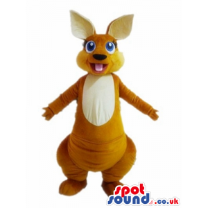 Brown kangaroo with big blue eyes - Custom Mascots