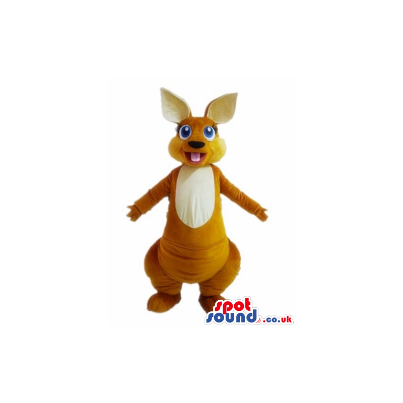 Brown kangaroo with big blue eyes - Custom Mascots