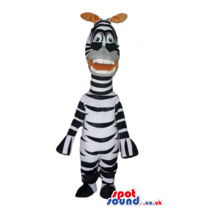 Zebra with orange ears and dark glasses - Custom Mascots