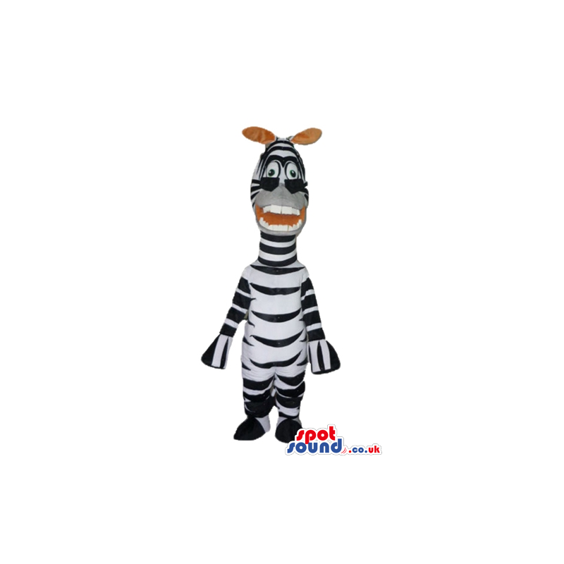 Zebra with orange ears and dark glasses - Custom Mascots