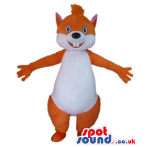 Brown and white squirrel with long front teeth - Custom Mascots