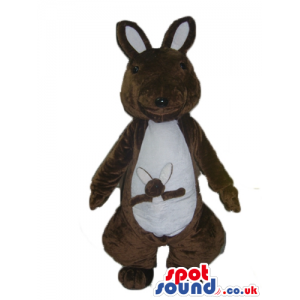 Brown kangaroo with a baby kangaroo in the pouch - Custom