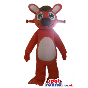 Red bear with huge eyes, black hair and red horns - Custom