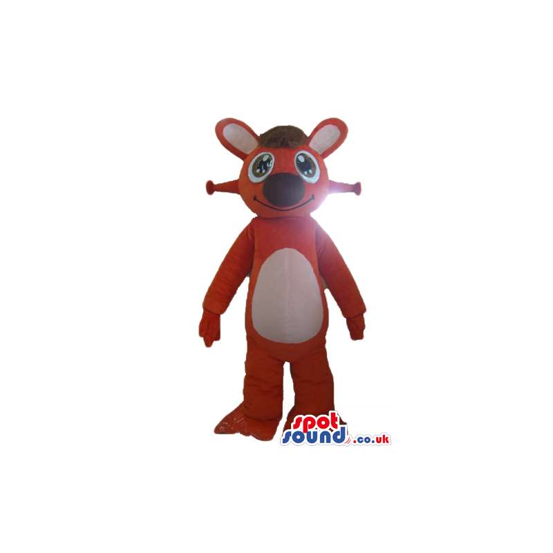 Red bear with huge eyes, black hair and red horns - Custom