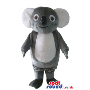 Smiling grey and white koala with a black nose - Custom Mascots