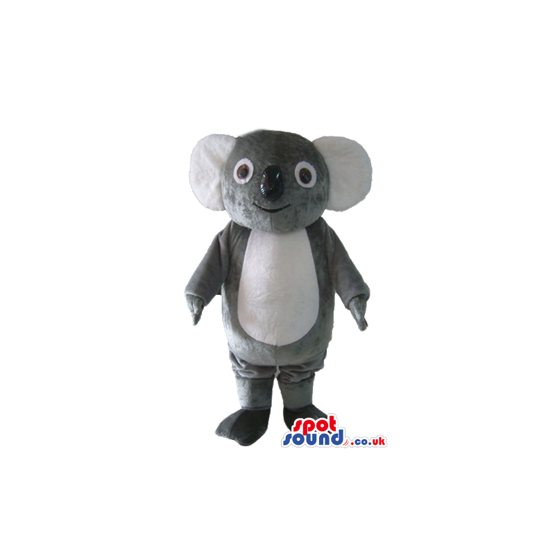 Smiling grey and white koala with a black nose - Custom Mascots